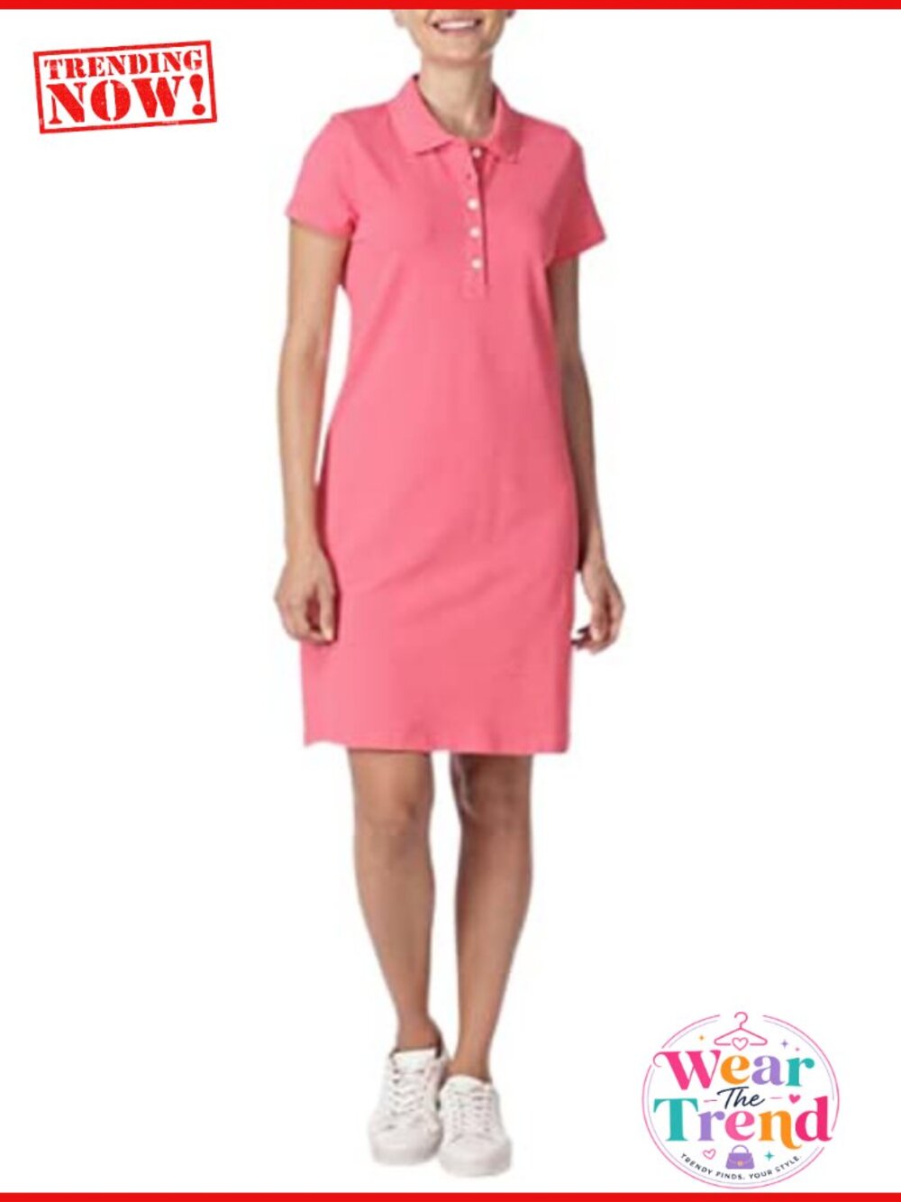 Classic Short Sleeve Stretch Cotton Polo Dress A-Line Business Casual